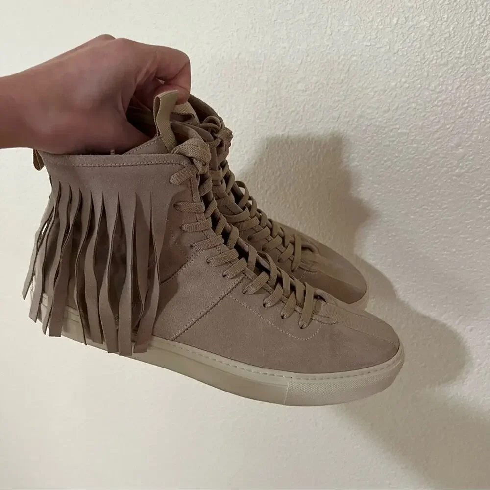 Daniel Patrick beige suede western high top fringe roamer sneakers 11